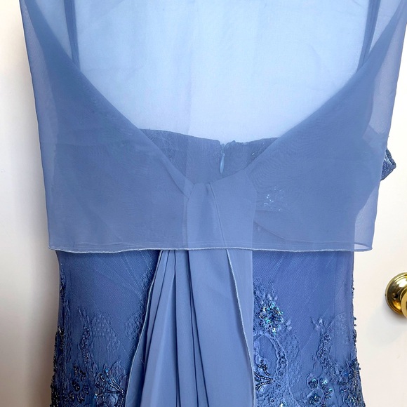 Blue Embellished Tiered maxi Dress for Cocktail Celebration or special occasion - Picture 11 of 13